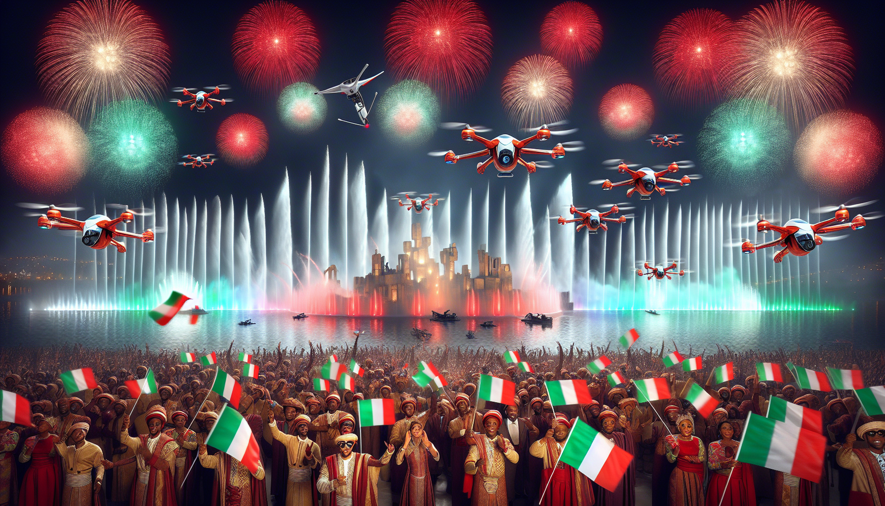 célébrez le 65e anniversaire d'indépendance de madagascar avec un spectacle éblouissant de feux d'artifice, des performances de drones et des jets d'eau féériques. joignez-vous à cette fête colorée et vibrante pour marquer un moment historique dans la célébration de la culture malgache.